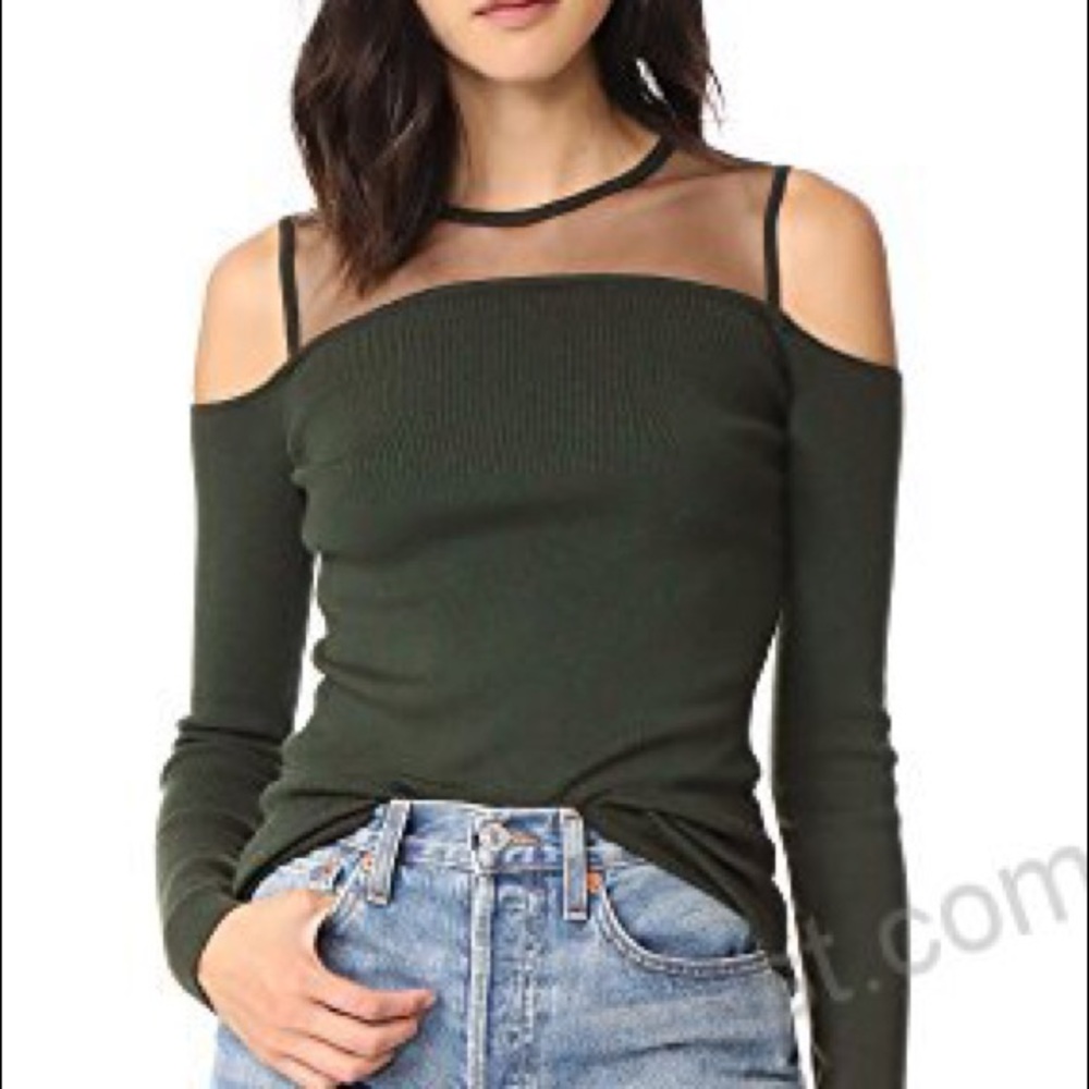 Bailey 44 Dark Green Cold Shoulder Sweater